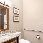 Vanity area in bathroom